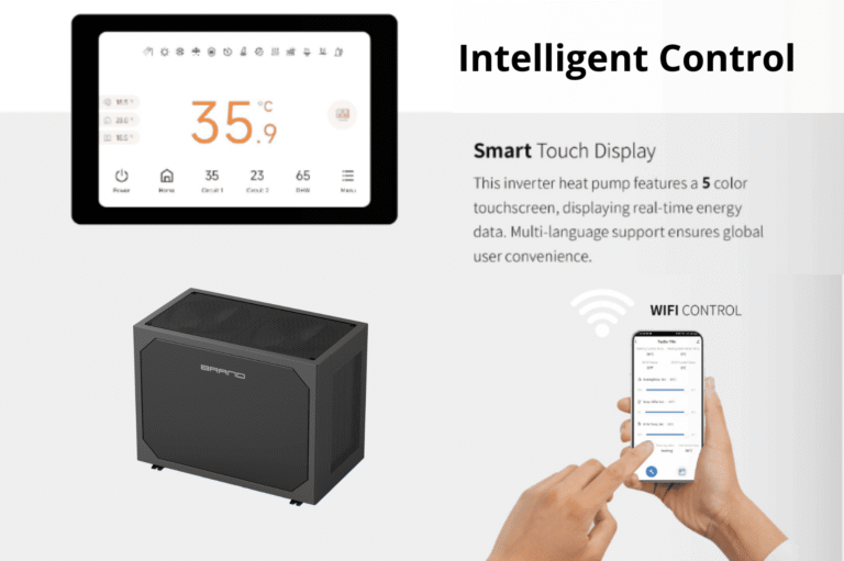 WiFi Control，Smart Touch Display, Black Dual-fan Top-blow Heat Pump