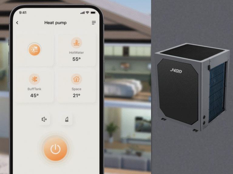 Telefono, pompa di calore, controllo della temperatura