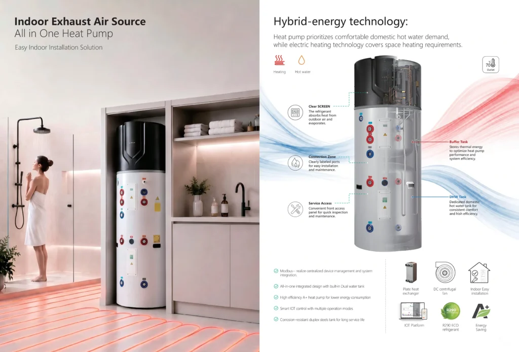 Indoor Exhaust Air Source Heat Pump