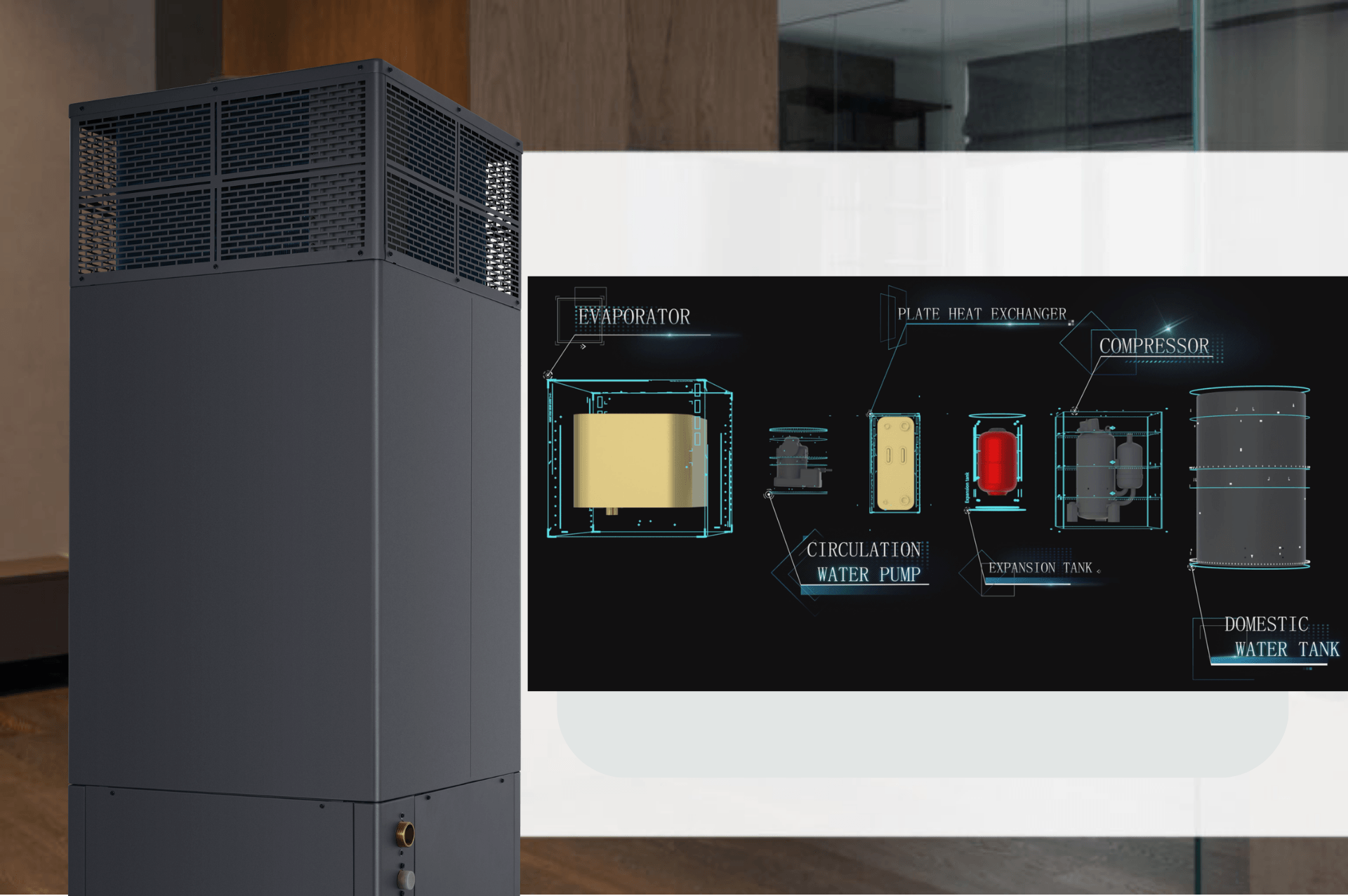 R290 All-in-one Air Source Heat Pump for Outdoor Installation ...