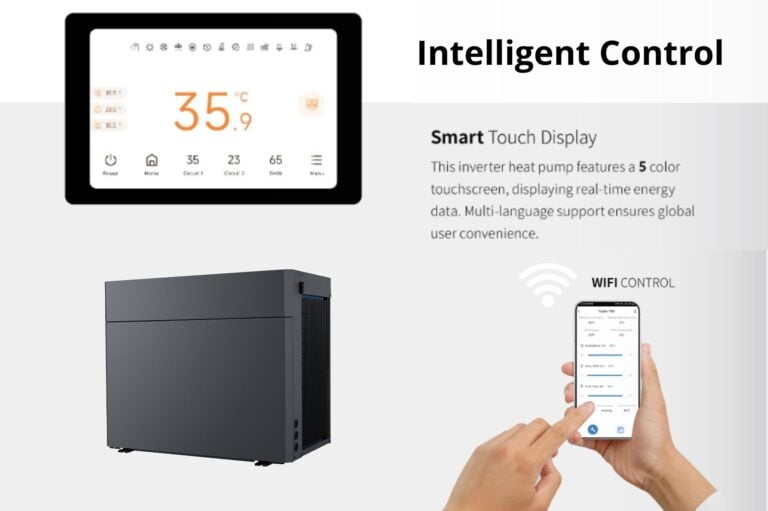 WiFi control，Smart Touch Display, Black Top blow Heat Pump